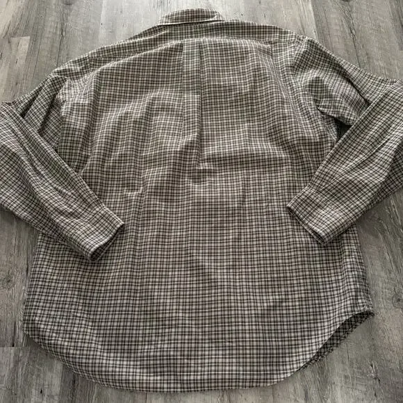 Ralph Lauren Shirt Mens Size Large Long Sleeve Brown Plaid 100% Cotton - Picture 5 of 8